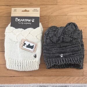 BearPaw Knit Cream and Gray Boot Toppers